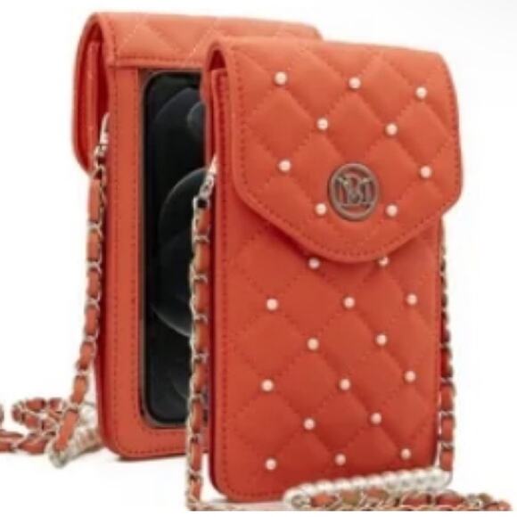 NIP-Badgley Mischka Coral Pearls Strap Phone Case NWT - Picture 5 of 6